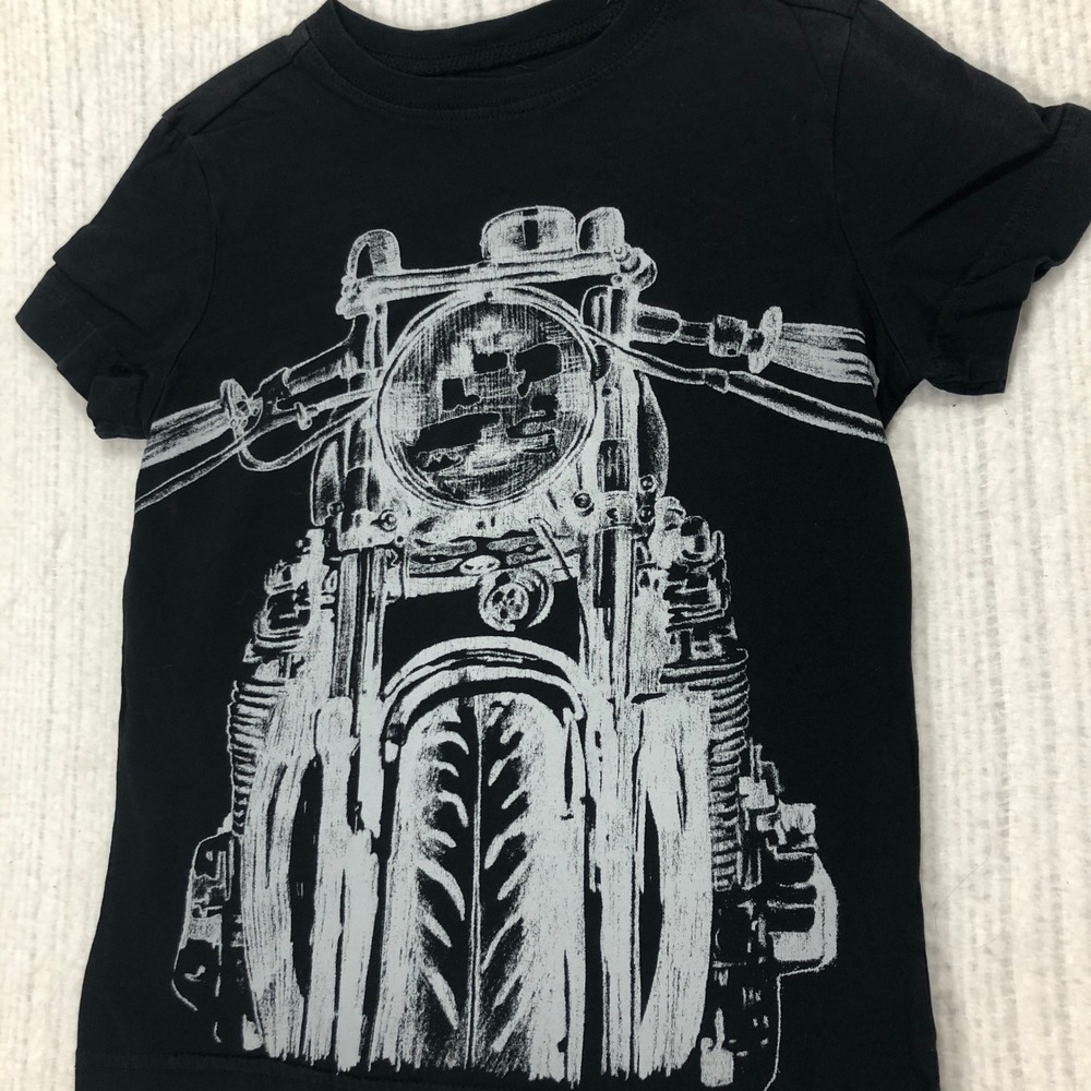 Motorcycle Graphic Tee Short Sleeve Crew Neck Kids Top Size‎ XS (4)